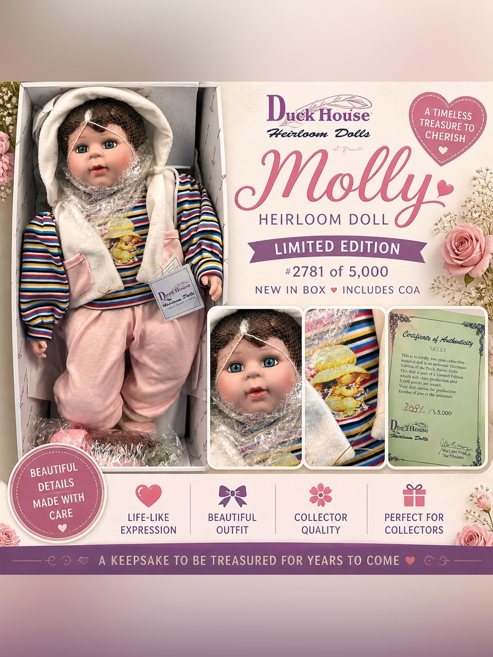 Duck House Heirloom Doll MOLLY Limited Edition #2781/5000 NIB w/ COA